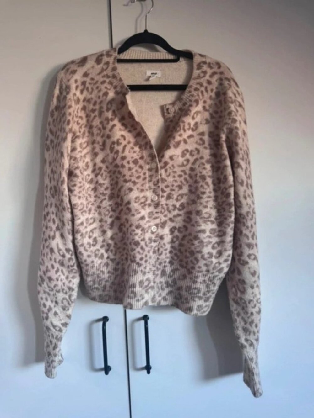 Leopard Print Button Front Knit Cardigan Women’s L